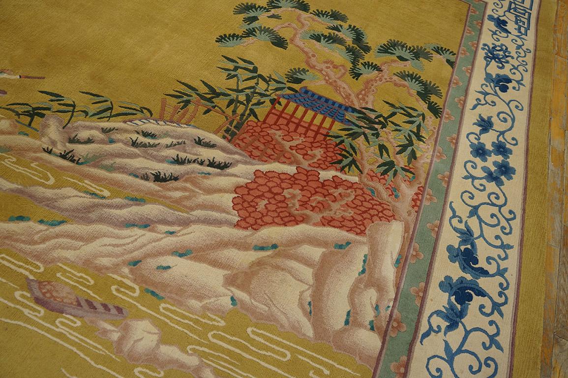Antique Chinese Art Deco Rug 8' 10'' x 11' 10''. For Sale 4