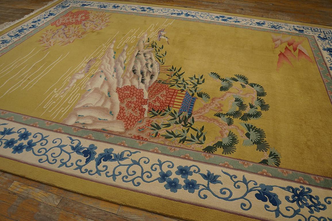 Mid-20th Century Antique Chinese Art Deco Rug 8' 10'' x 11' 10''. For Sale