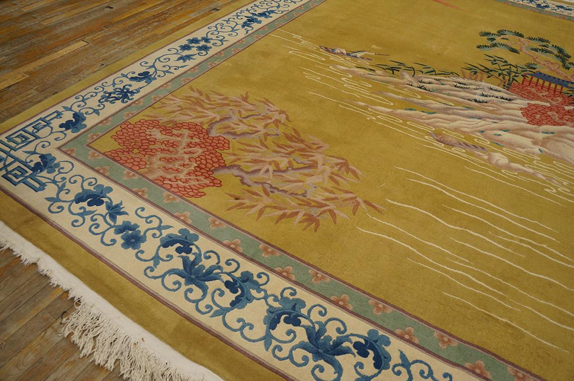 Antique Chinese Art Deco Rug 8' 10'' x 11' 10''. For Sale 1