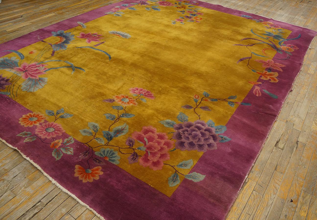 Wool 1920s Chinese Art Deco Carpet  ( 8' 10'' x 11' 4'' -270 x 345 cm ) For Sale