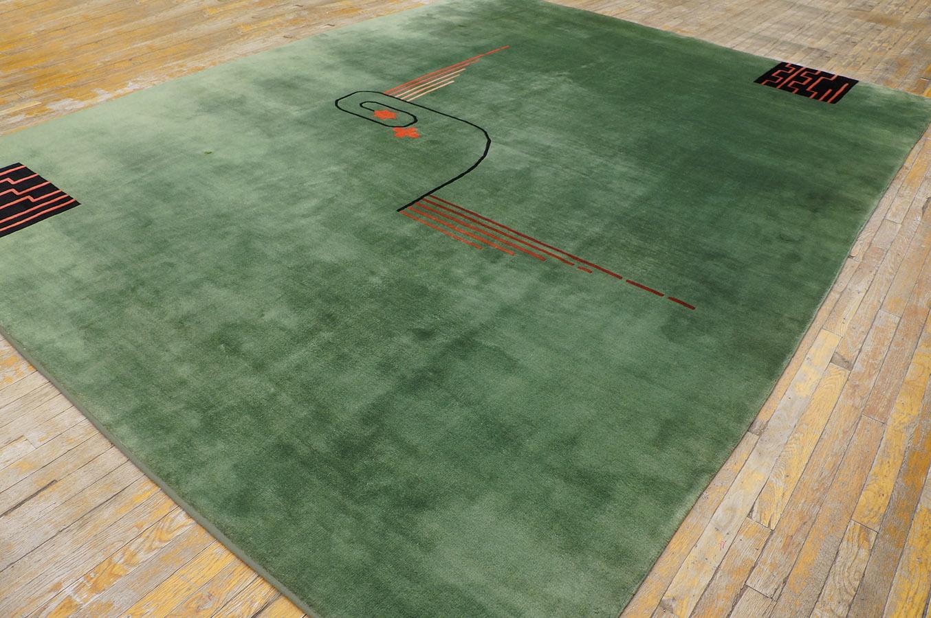 Alfombra Art Decó china de los años 20 ( 8' 10'' x 11' 7''- 269 x 353 cm )
Con influencias del diseño europeo Reminiscencia de las obras de Ivan de Silva Bruhns