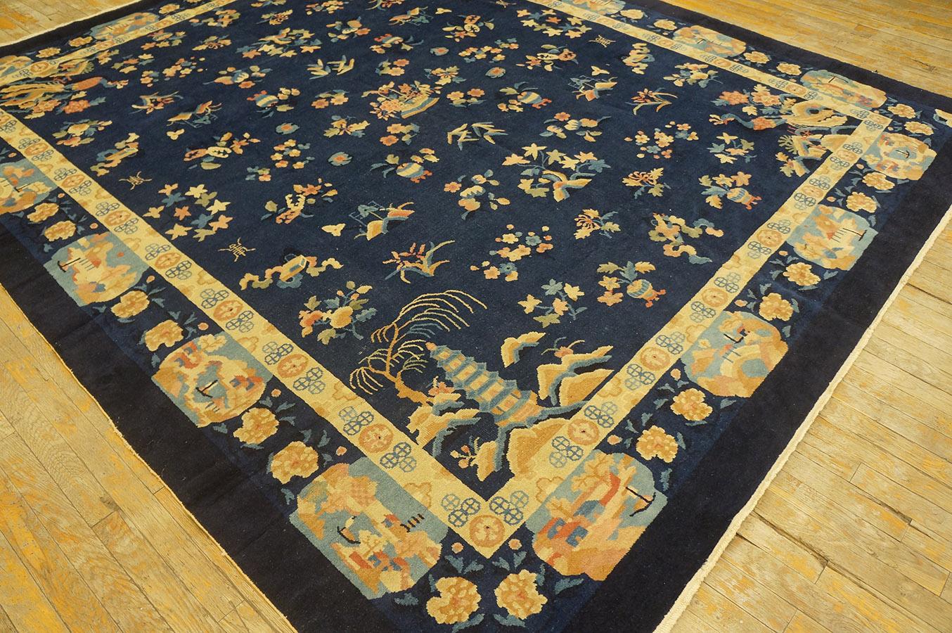 Hand-Knotted Antique Chinese Art Deco Rug 8' 2''x 9' 10'' For Sale