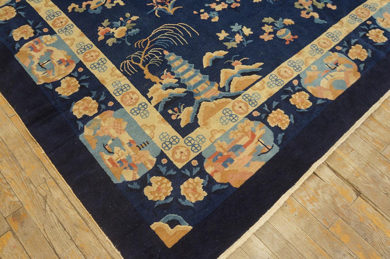 Antique Chinese Art Deco Rug 8' 2''x 9' 10'' In Good Condition For Sale In New York, NY
