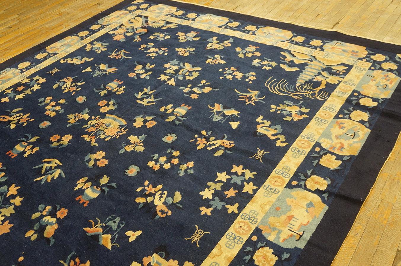 Wool Antique Chinese Art Deco Rug 8' 2''x 9' 10'' For Sale