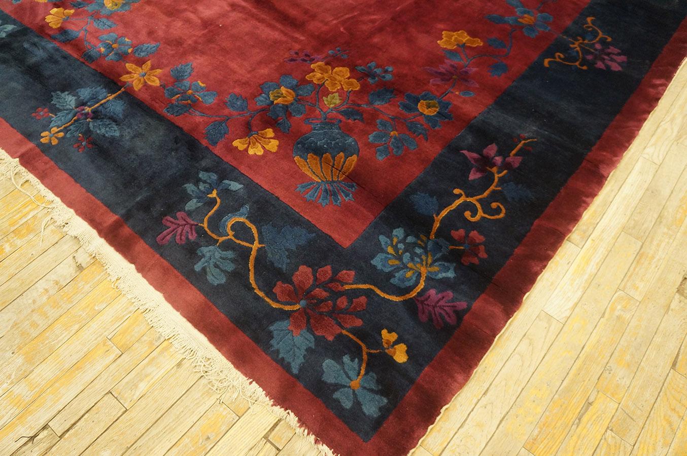 Wool 1920s Chinese Art Deco Carpet ( 8'3'' x 9'7'' - 252 x 292 )  For Sale