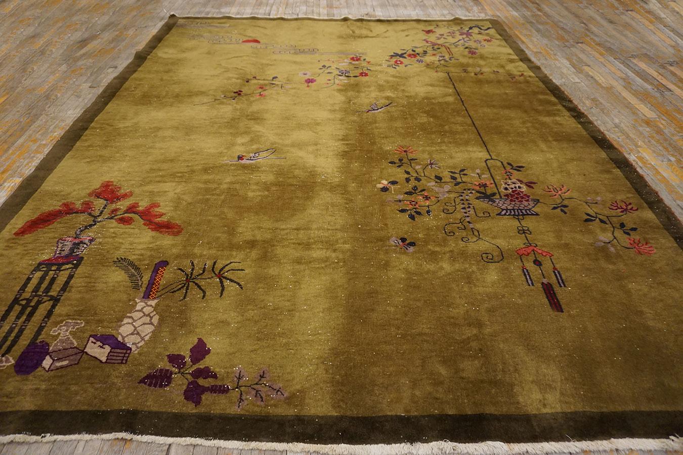 Early 20th Century 1920s Chinese Art Deco Carpet ( 8'6
