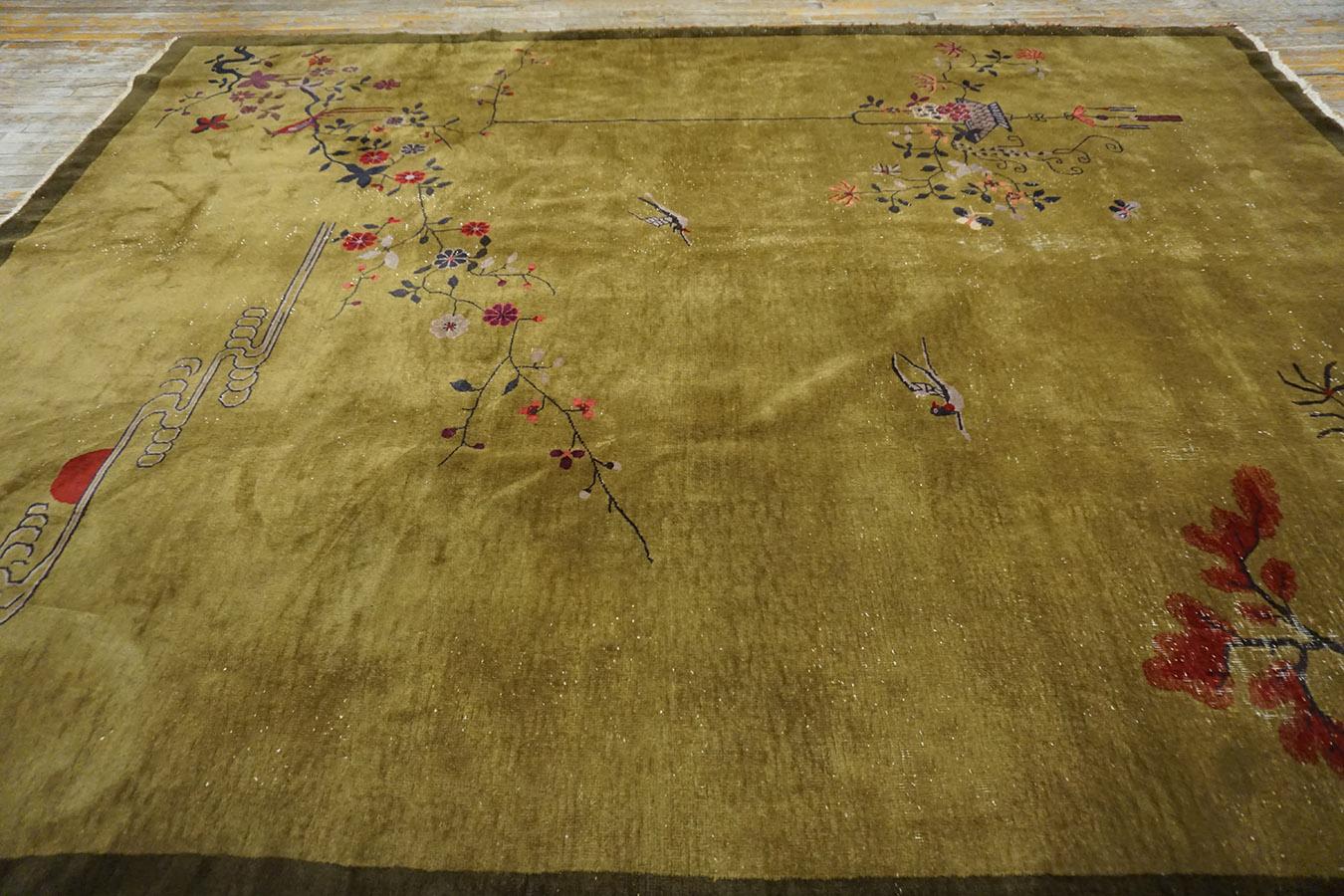 Wool 1920s Chinese Art Deco Carpet ( 8'6