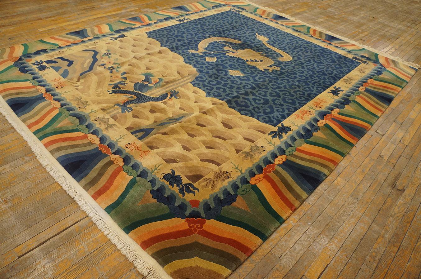 Hand-Knotted 1920s Chinese Art Deco Carpet By Nichols Workshop (8' 6