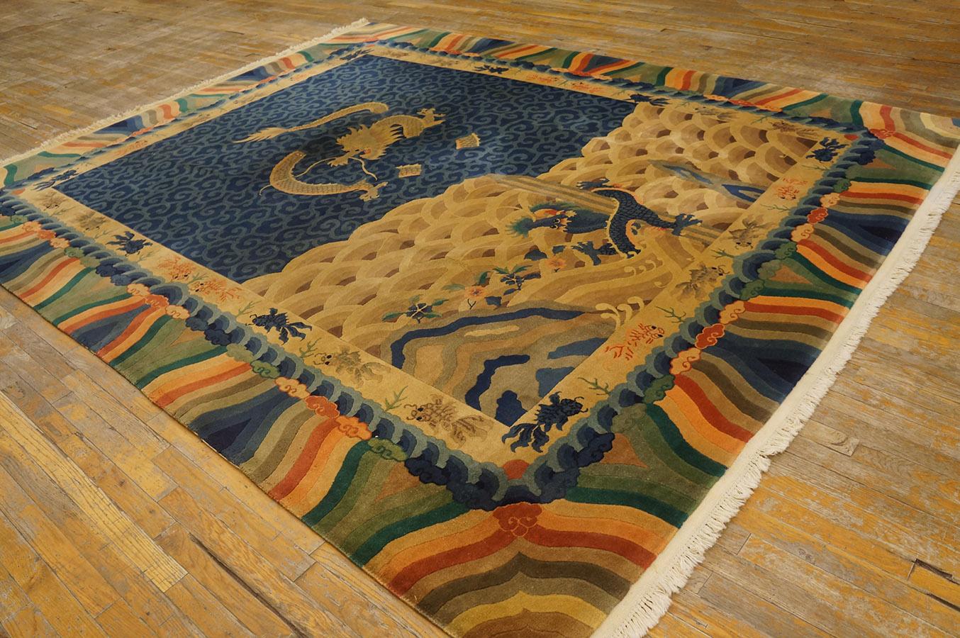 Early 20th Century 1920s Chinese Art Deco Carpet By Nichols Workshop (8' 6