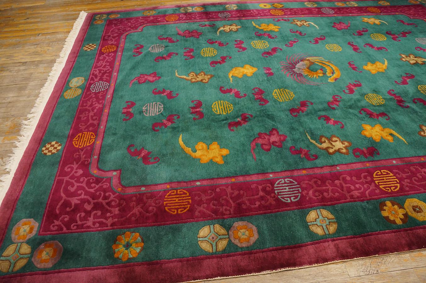Wool 1920s Chinese Art Deco Carpet ( 8 8