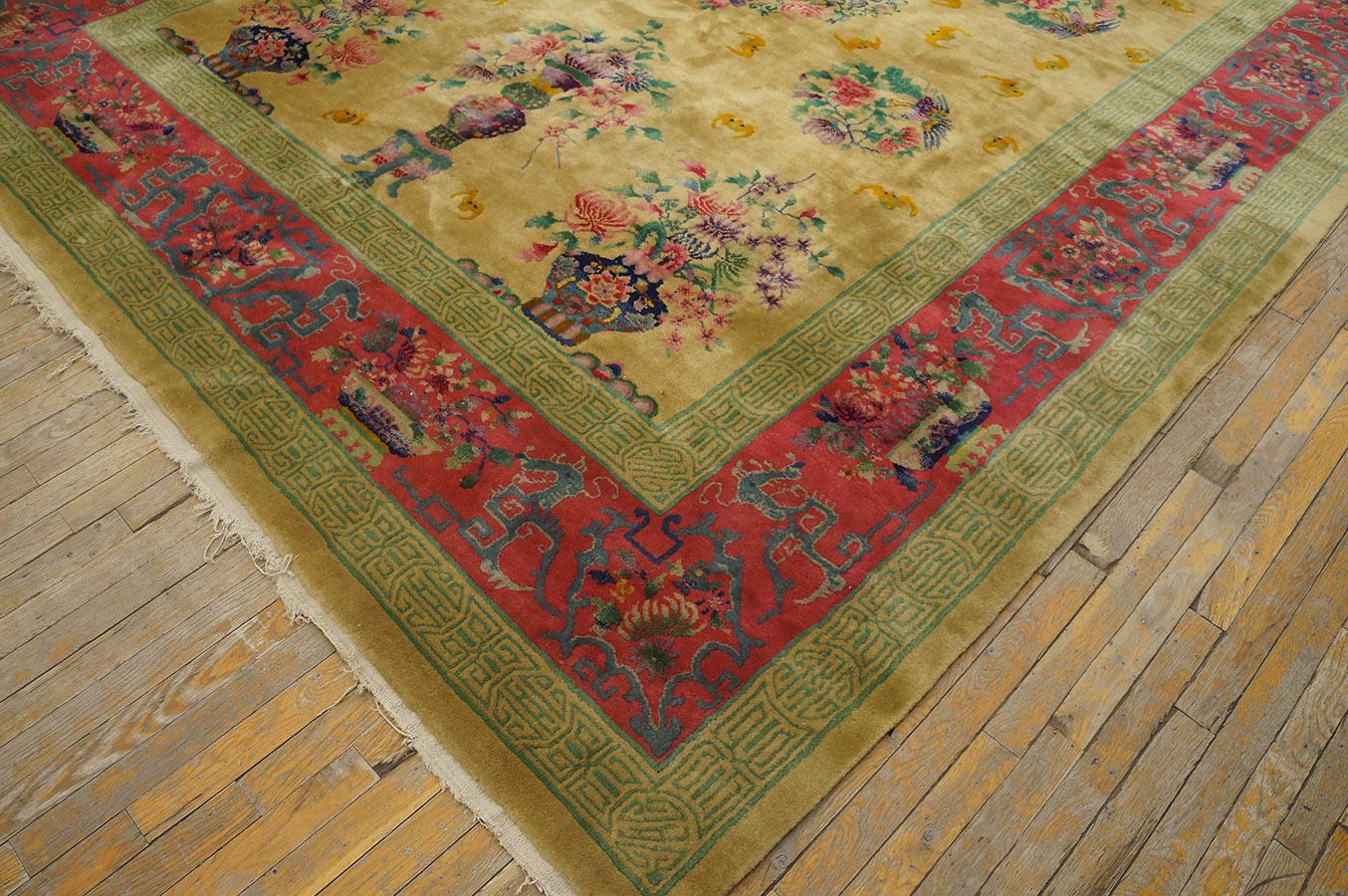 Hand-Knotted Antique Chinese, Art Deco Rug : 8' 8'' x 11' 4'' For Sale