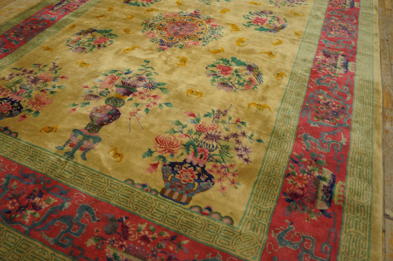 Noué à la main Tapis chinois ancien de style Art déco : 243,84 x 243,84 cm en vente