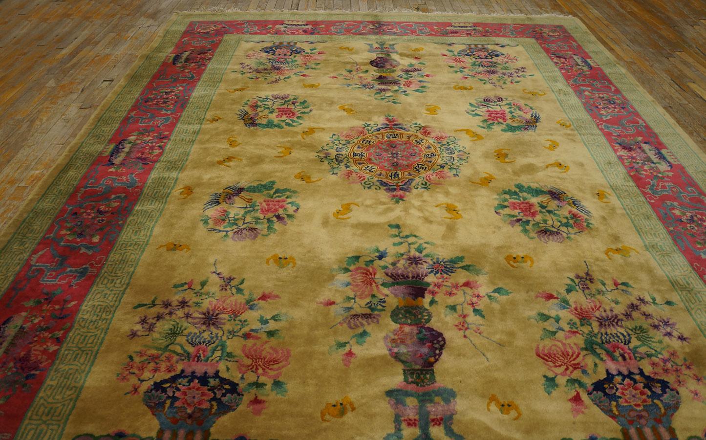 Early 20th Century Antique Chinese, Art Deco Rug : 8' 8'' x 11' 4'' For Sale