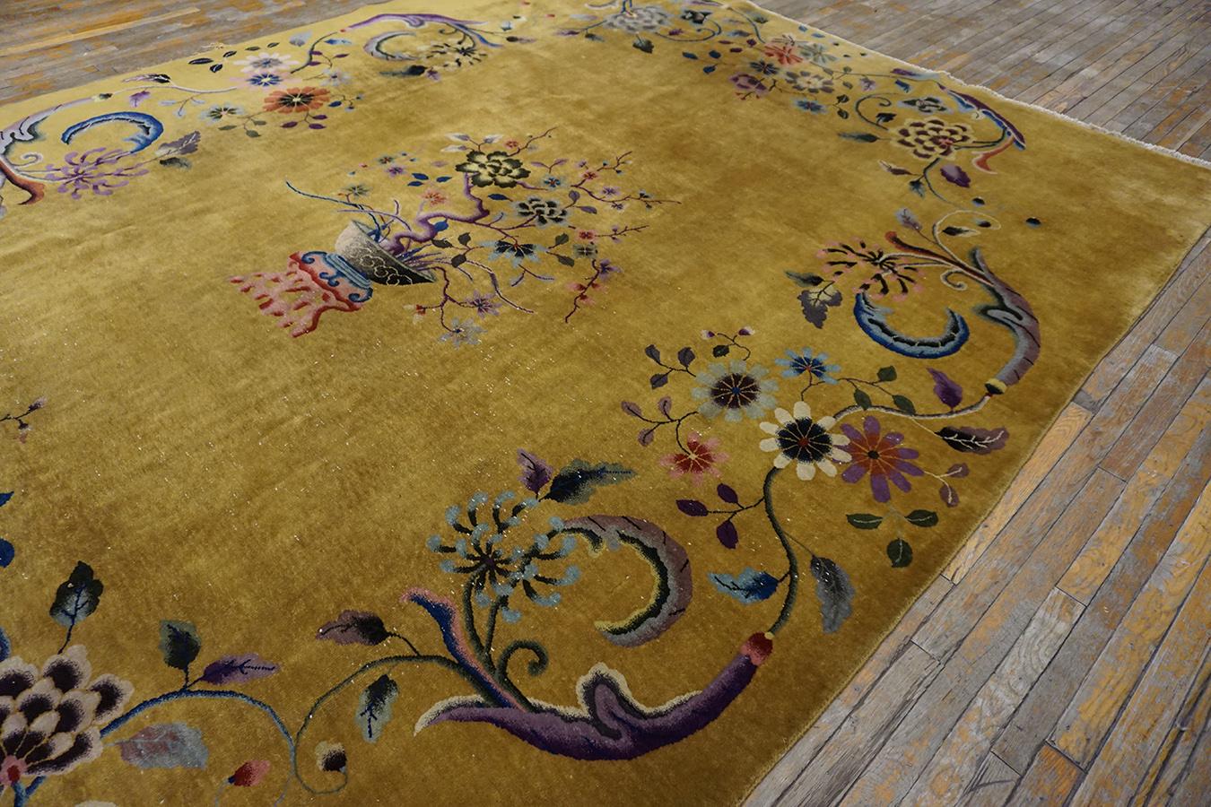 Wool 1920s Chinese Art Deco Carpet ( 8'8