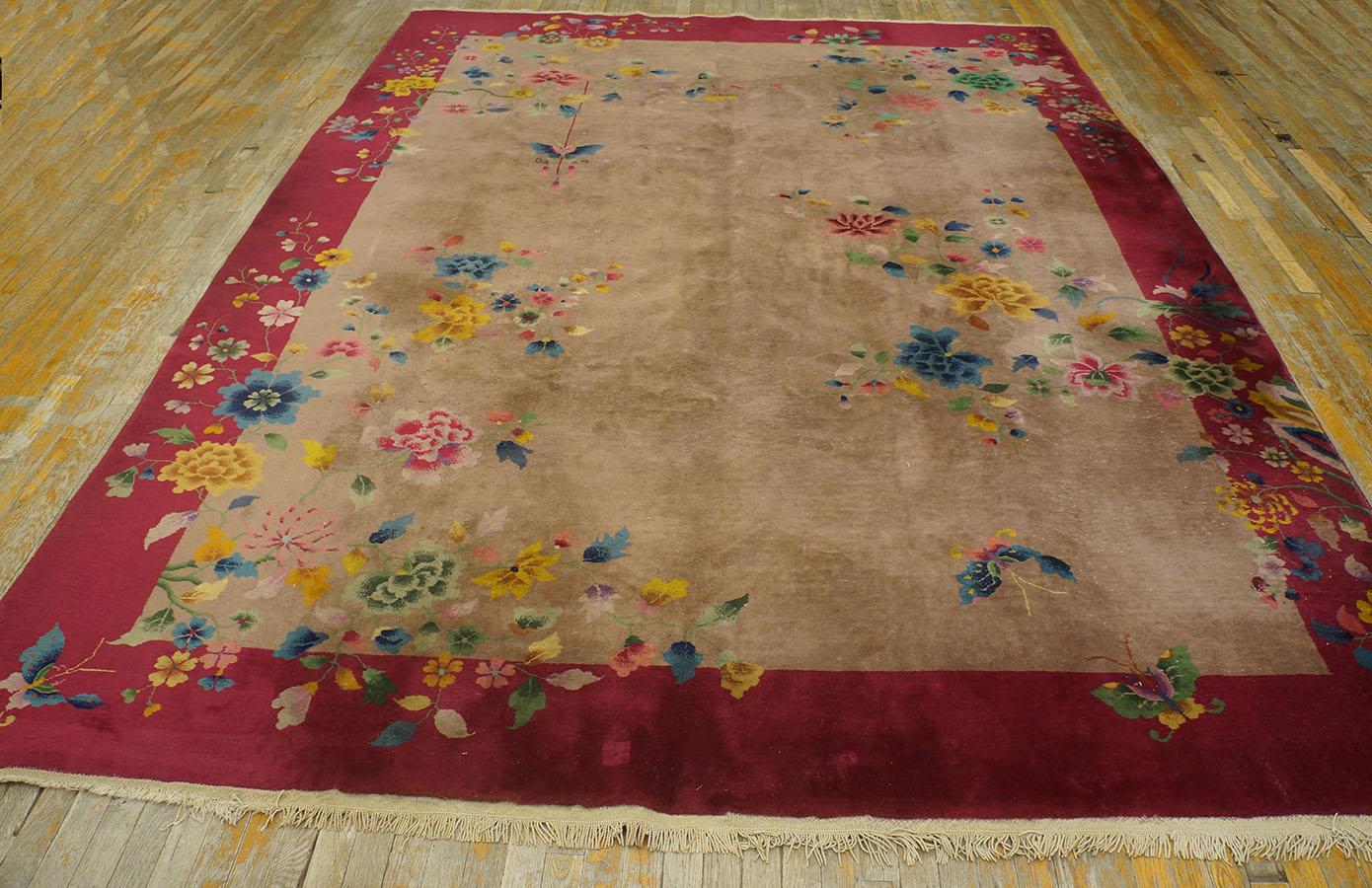 Hand-Knotted 1920s Chinese Art Deco Carpet ( 8'8' 'x 11'6'' - 265 x 350 )  For Sale