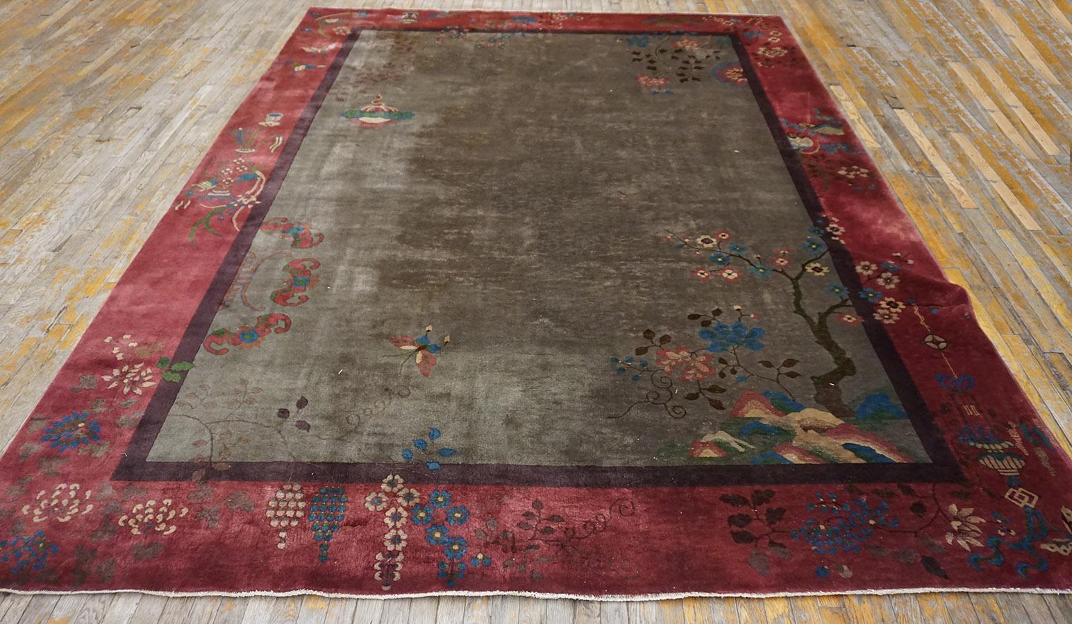 Cinese Tappeto Art Deco cinese degli anni '20 ( 8'9'' x 11'4'' - 267 x 345 ) in vendita