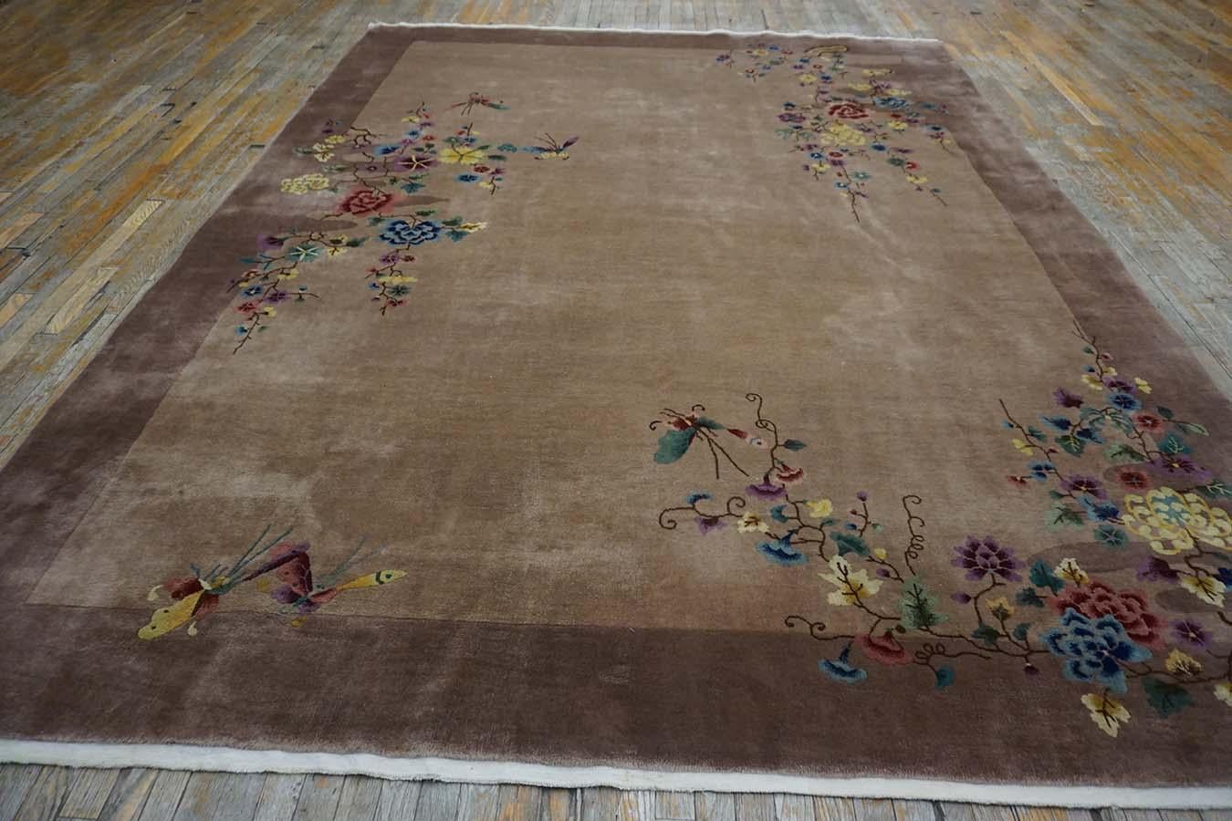 Hand-Knotted 1920s Chinese Art Deco Carpet  ( 8'9