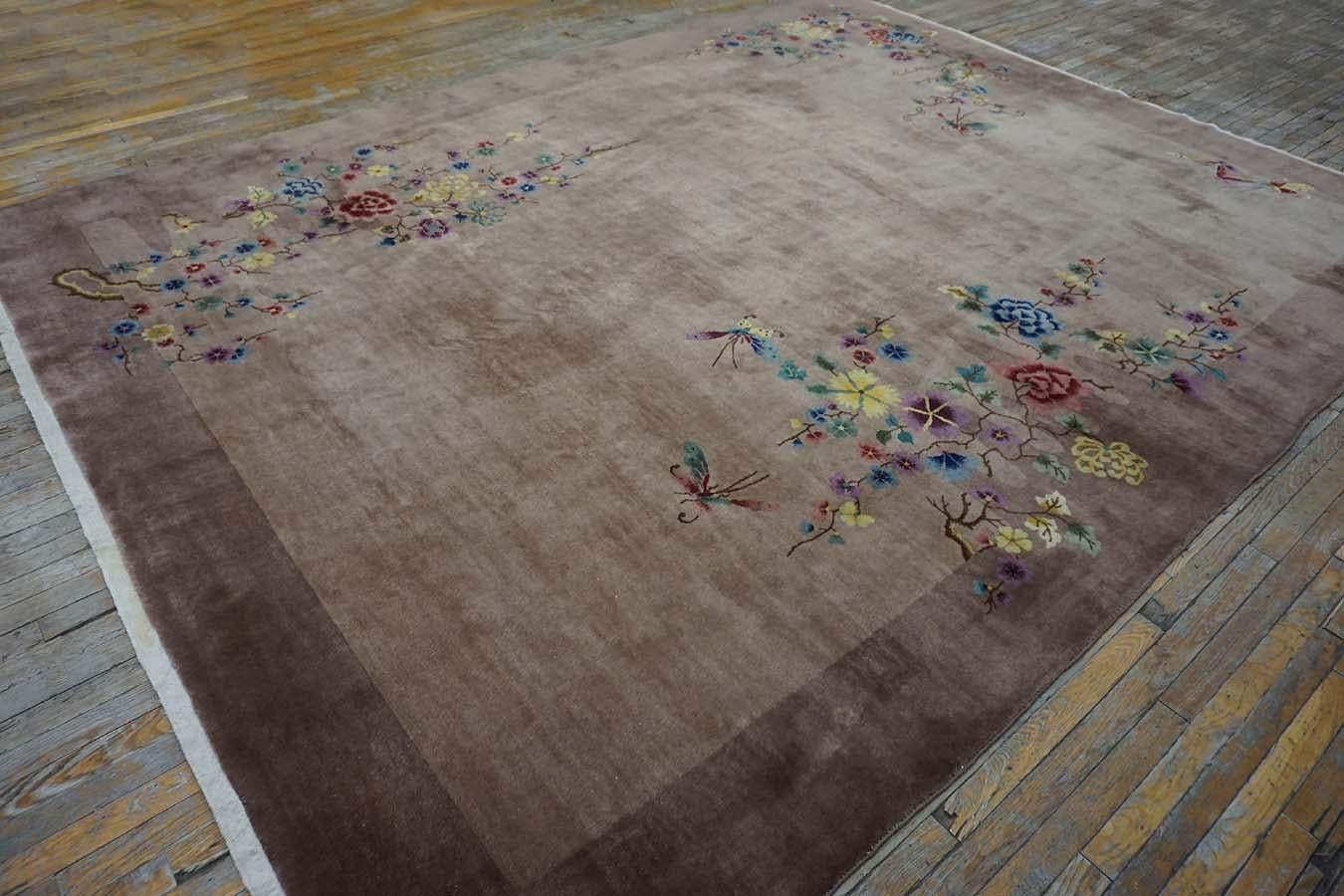 Wool 1920s Chinese Art Deco Carpet  ( 8'9