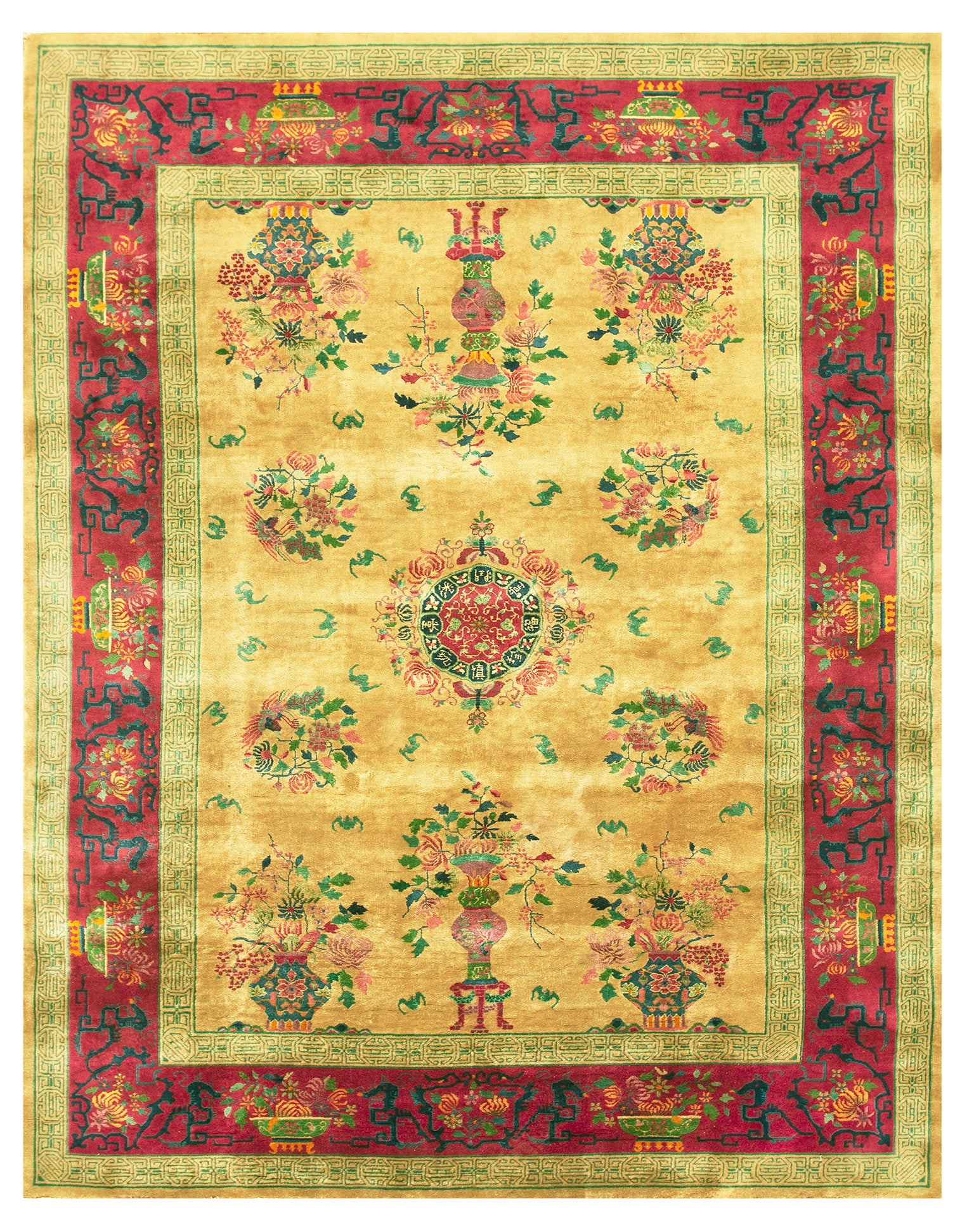 Antique Chinese Art Deco Rug 8' 9" x 11' 6"  For Sale