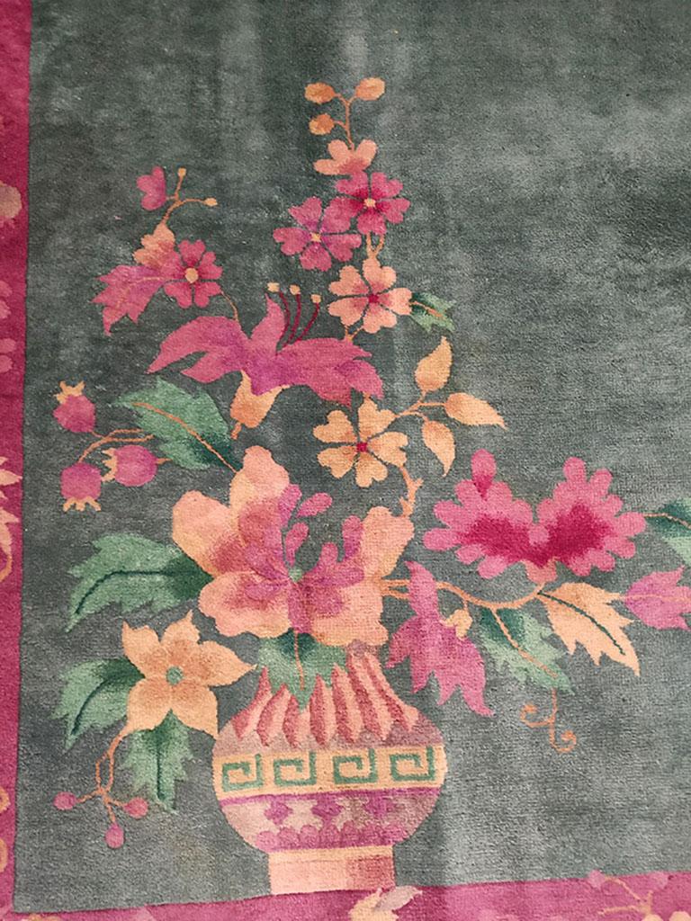 Wool 1920s Chinese Art Deco Carpet ( 8'9