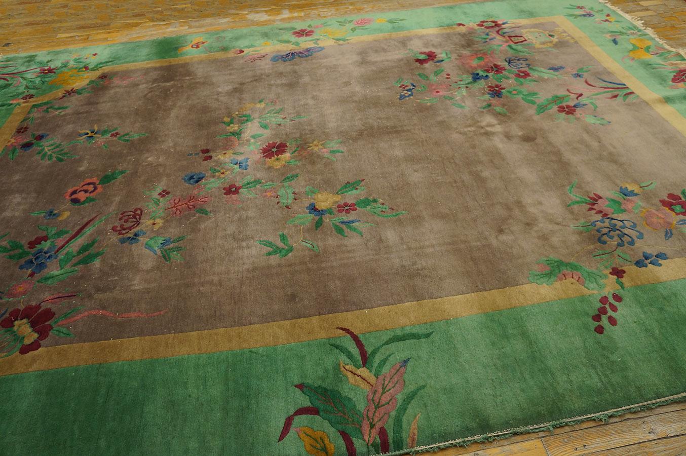 Antique Chinese, Art Deco Rug 8' 9'' x 11' 4'' In Good Condition For Sale In New York, NY