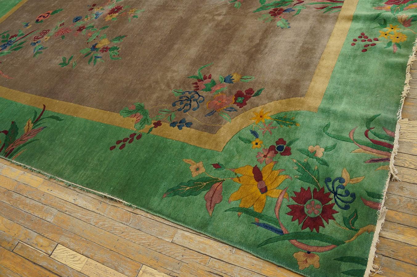 Wool Antique Chinese, Art Deco Rug 8' 9'' x 11' 4'' For Sale