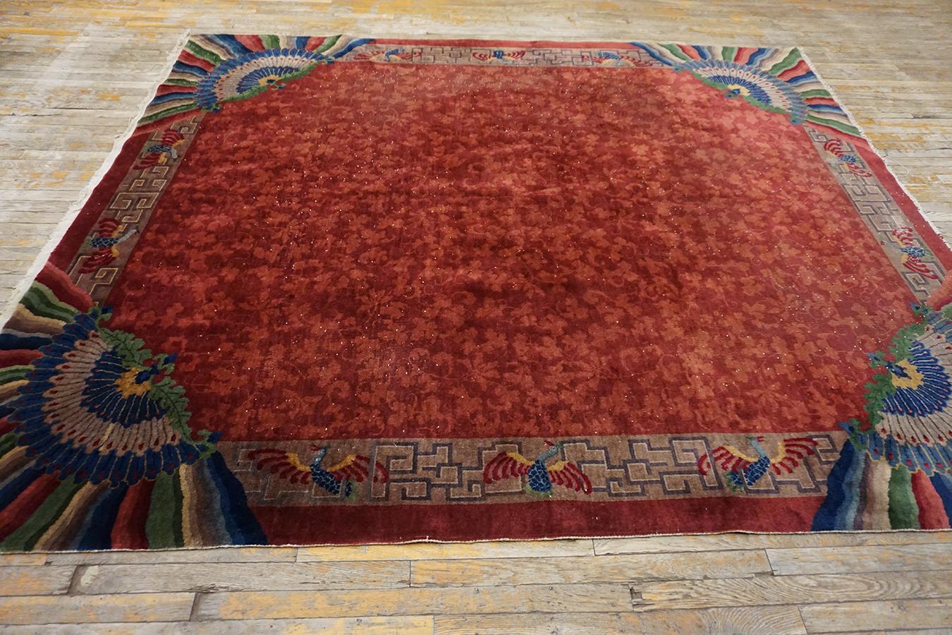 Early 20th Century 1920s Chinese Art Deco Carpet (  8' x 9'6