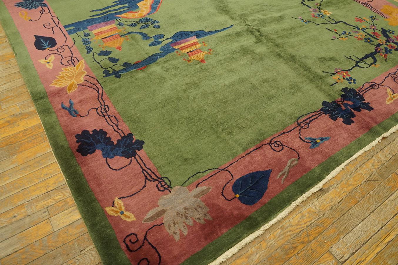 Début du 20ème siècle Tapis chinois Art Déco des années 1920 ( 8' x 9'6