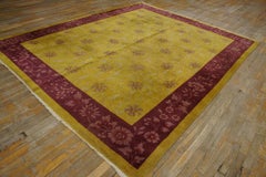 1920s Gold 8Star Floral Antique Chinese Art Deco Rug 8'0"x9'8" Wool Carpet Woven