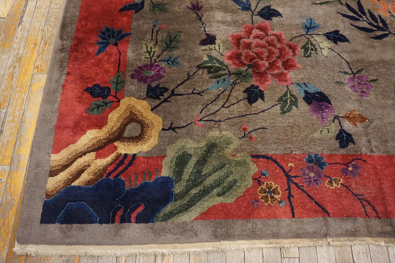 Hand-Knotted 1920s Chinese Art Deco Carpet ( 8' x 9'9