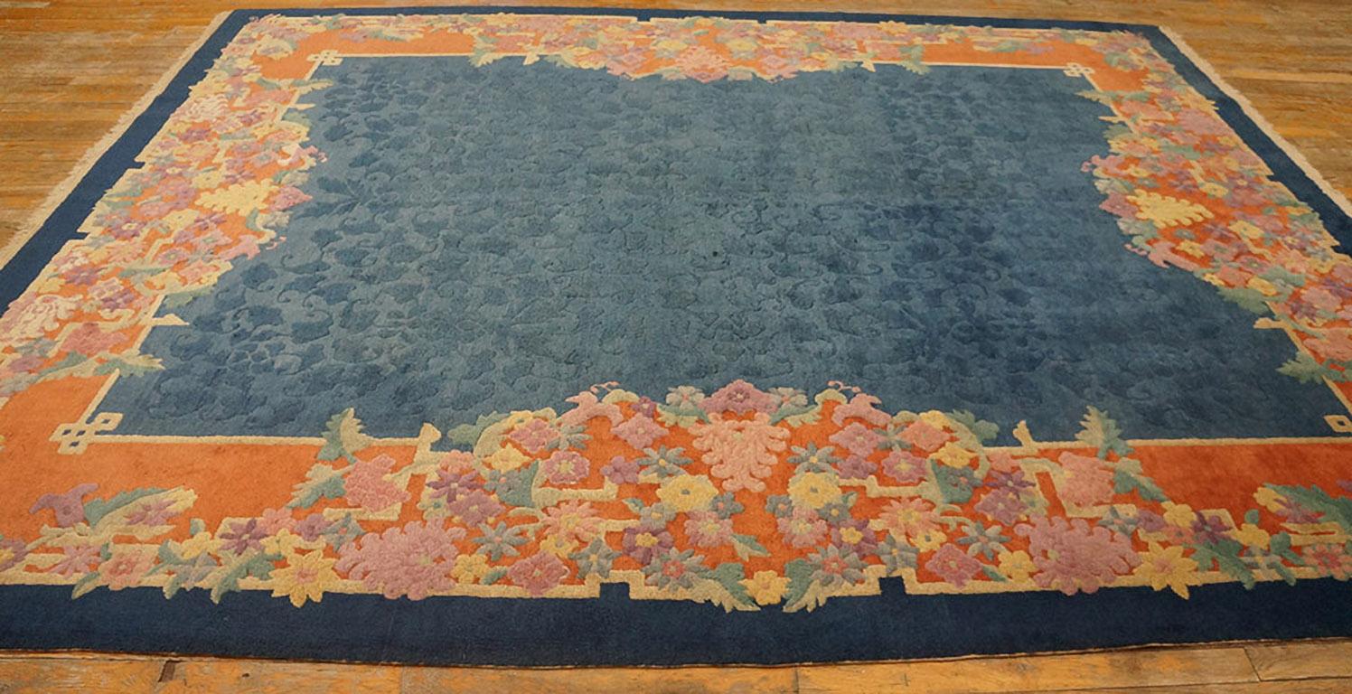 Noué à la main Tapis chinois Art Déco des années 1920 ( 8' x 9'10