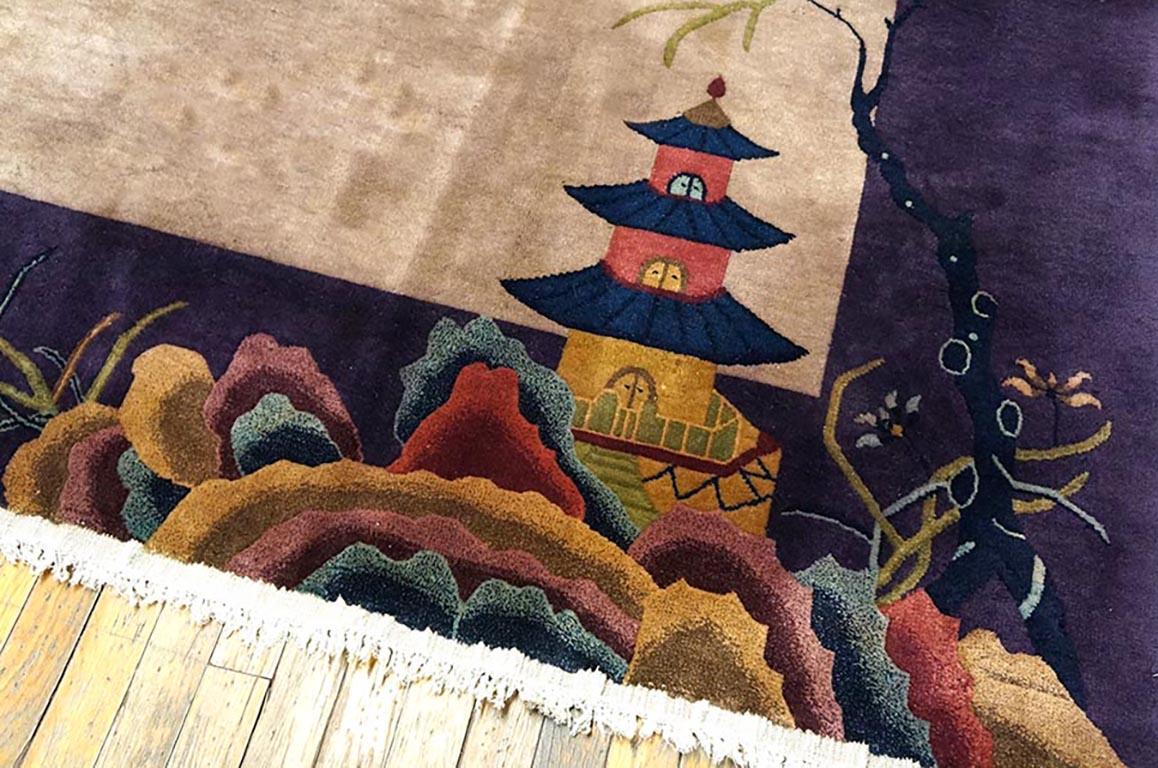 Antiker chinesischer Art-Déco-Teppich, 2,13 m x 2,13 m, antik (Chinesisch) im Angebot