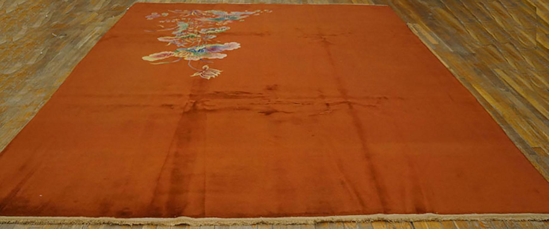 Hand-Knotted 1920s Chinese Art Deco Carpet ( 8'11