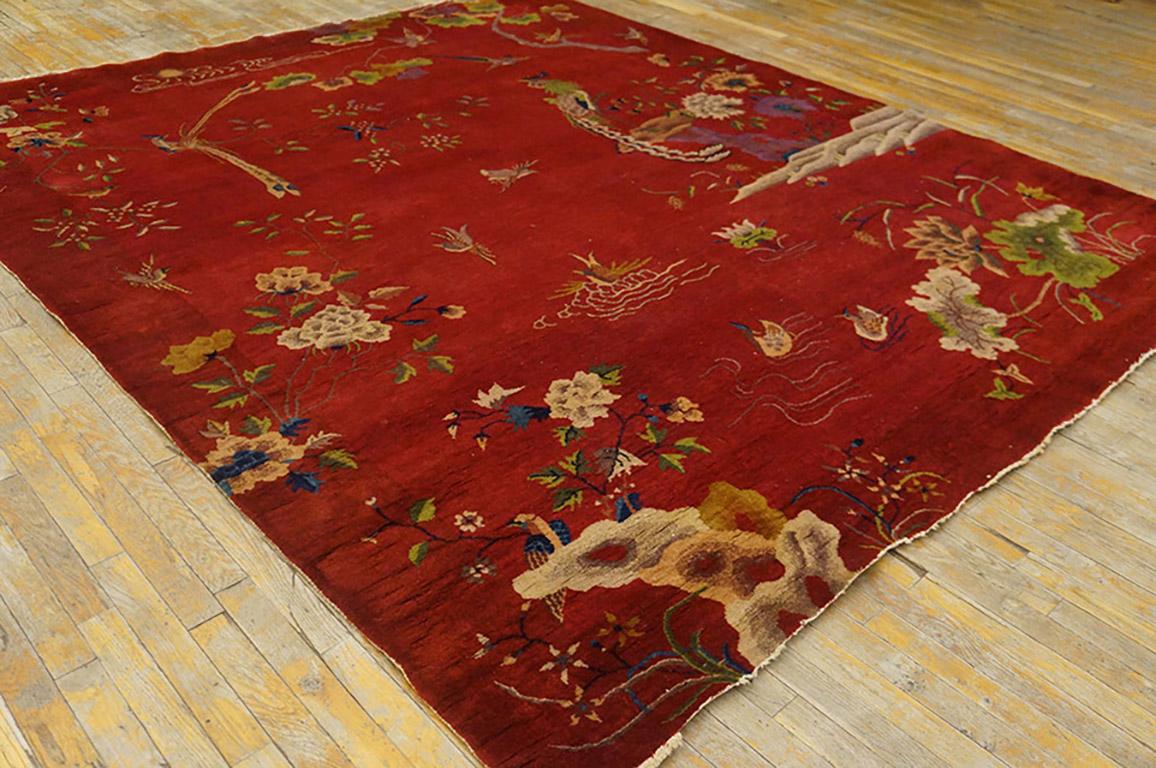 Hand-Knotted 1920s Chinese Art Deco Carpet ( 8'2