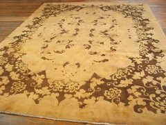 1930s Camel CloudBand Floral Antique Chinese Art Deco Rug 8'9"x11'4" Wool Carpet