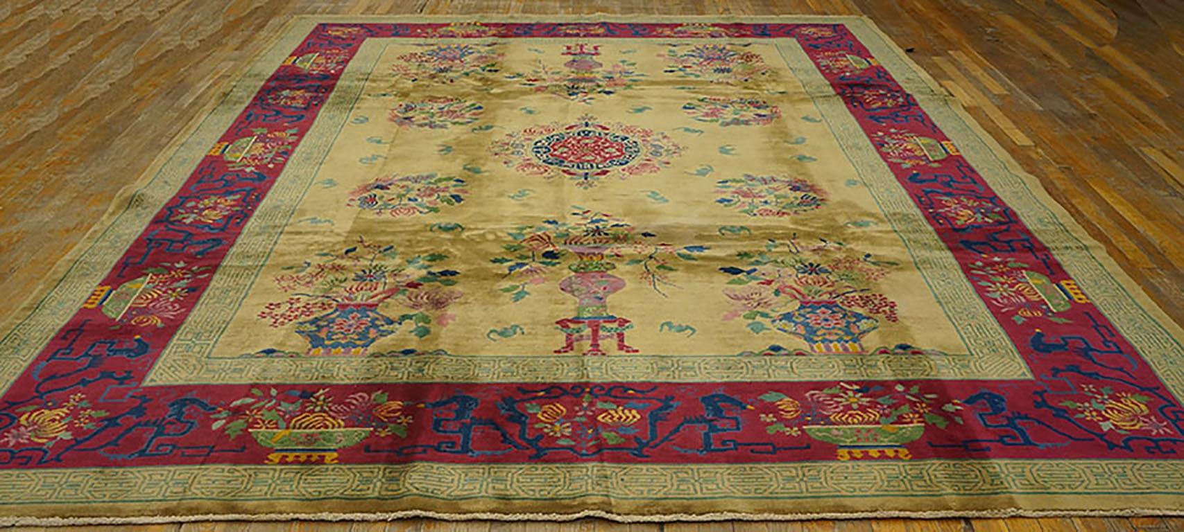 Hand-Knotted Antique Chinese Art Deco Rug 8' 9