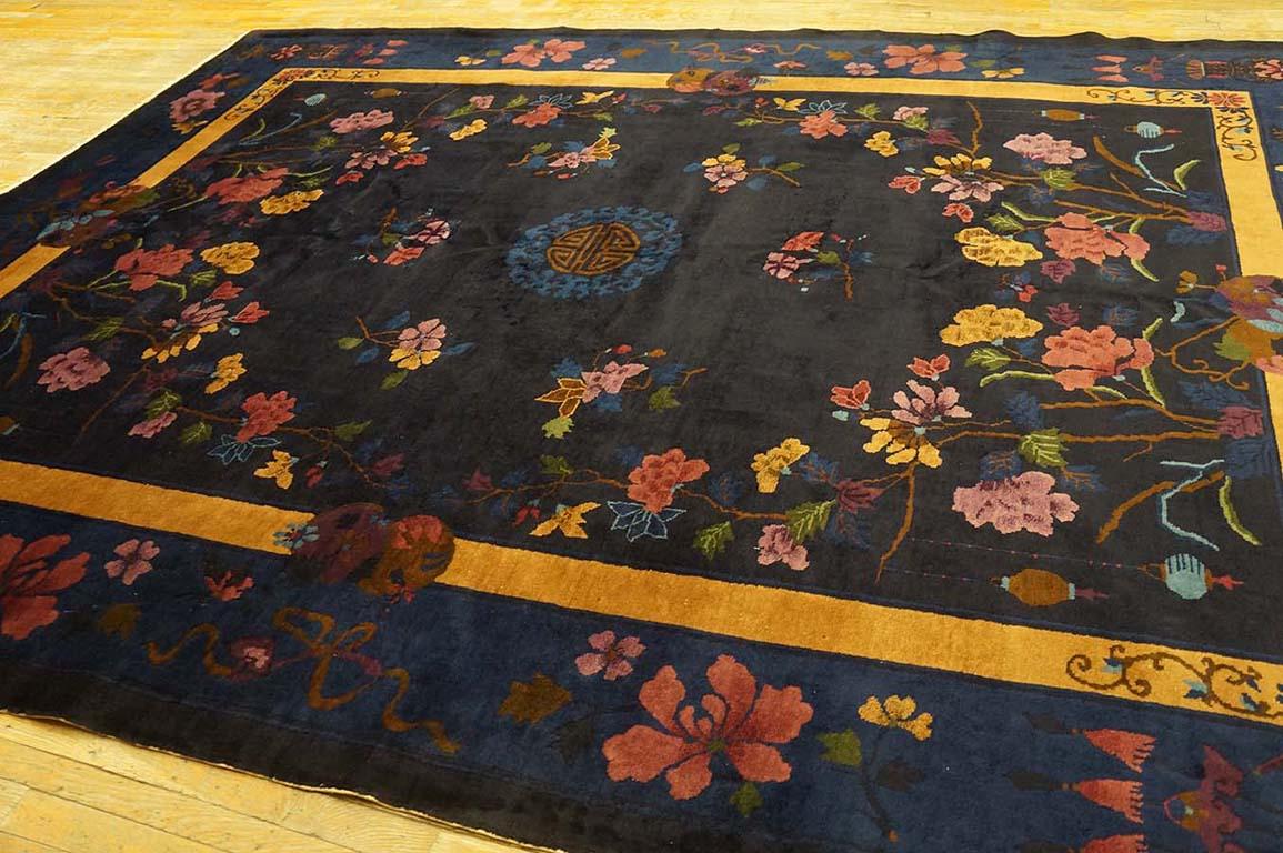 Hand-Knotted 1920s Antique Chinese Art Deco Carpet ( 8'9