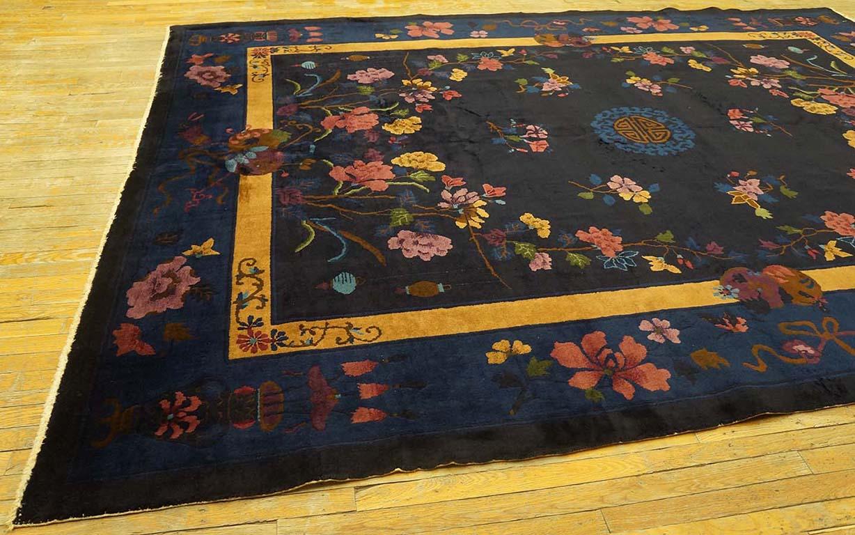 Wool 1920s Antique Chinese Art Deco Carpet ( 8'9