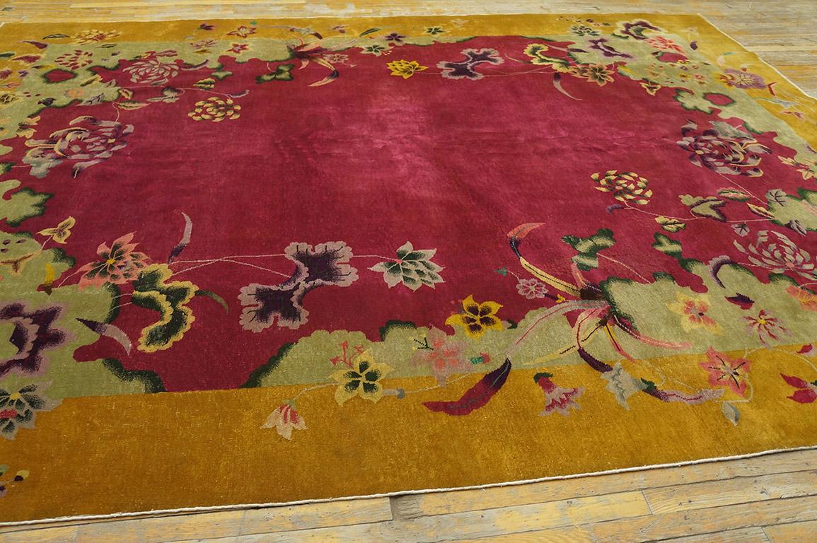 Hand-Knotted 1920s Chinese Art Deco Carpet ( 8'9