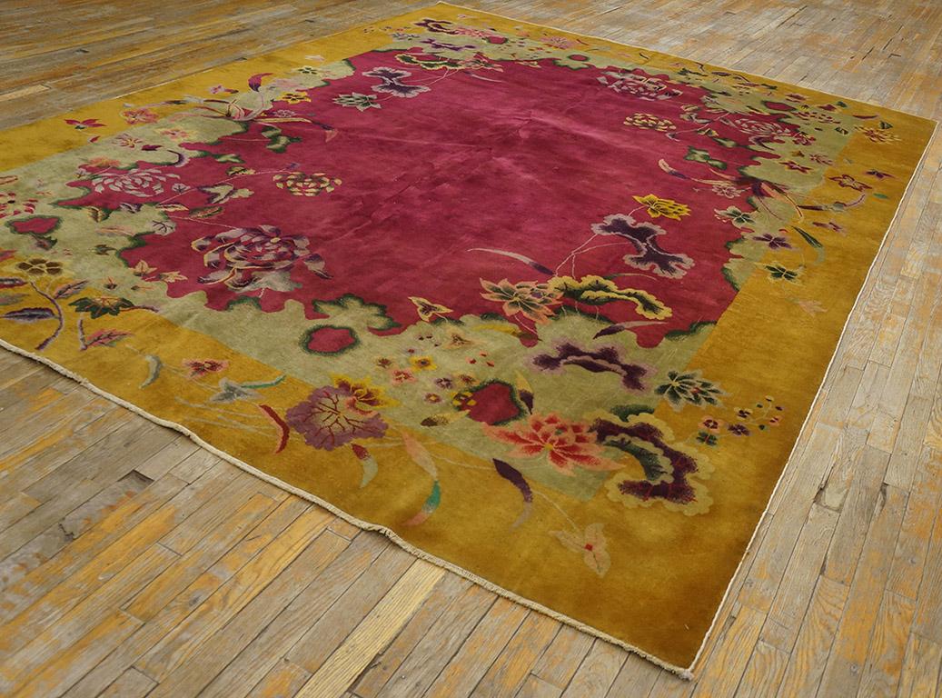 Laine Tapis Art déco chinois des années 1920 (32,6 x 337 cm) en vente