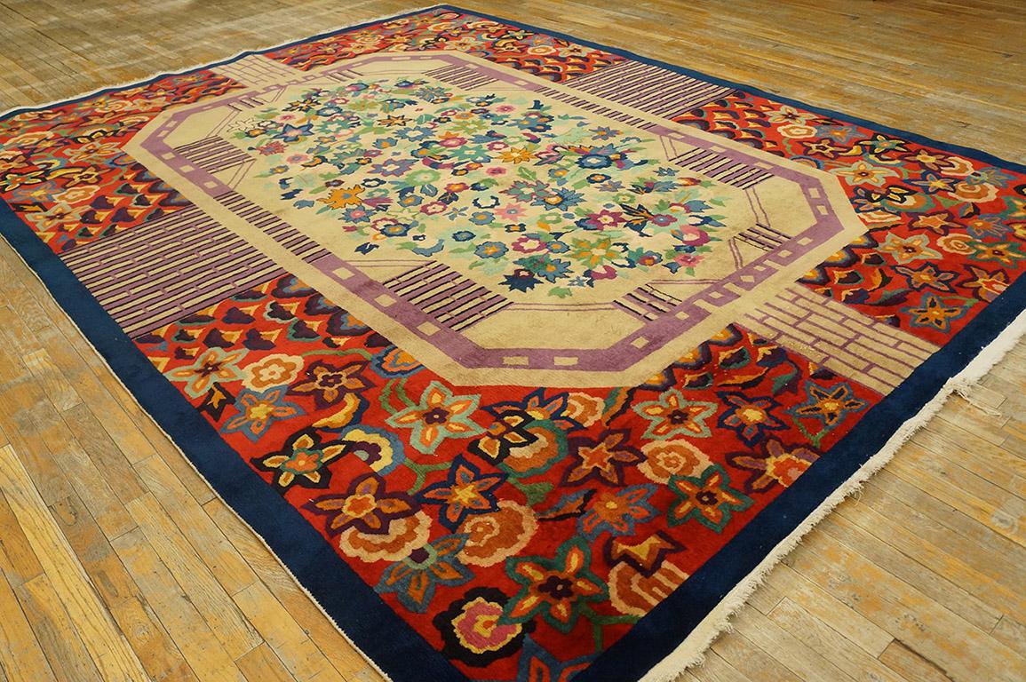 1920s Chinese Art Deco Carpet with European Design Influences
( 8' 9