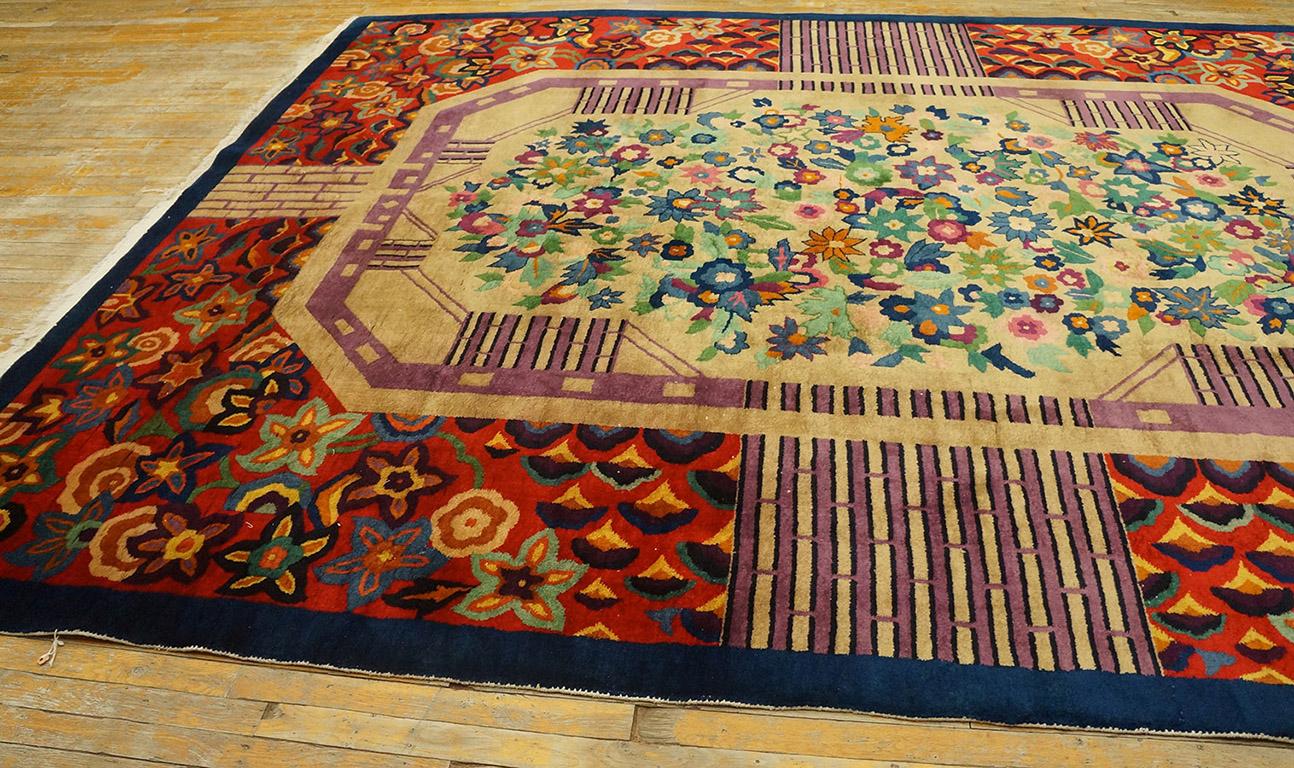 Wool 1920s Chinese Art Deco Carpet ( 8' 9