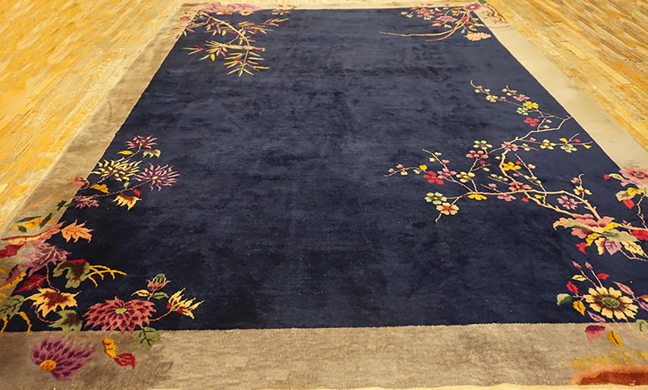 Hand-Knotted 1920s Chinese Art Deco Carpet (  9' x 11'10''  - 275 x 360 ) For Sale