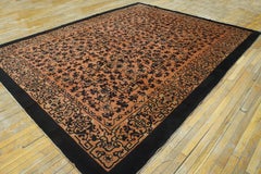 1920s Pink Geometric Antique Chinese Art Deco Rug 9' 0" x 11' 6" Wool Carpet