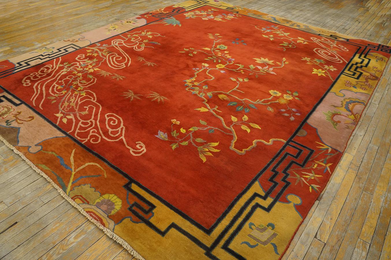 Unusual Chinese Art  Deco Carpet From 1920s measuring 9' x 11' 6