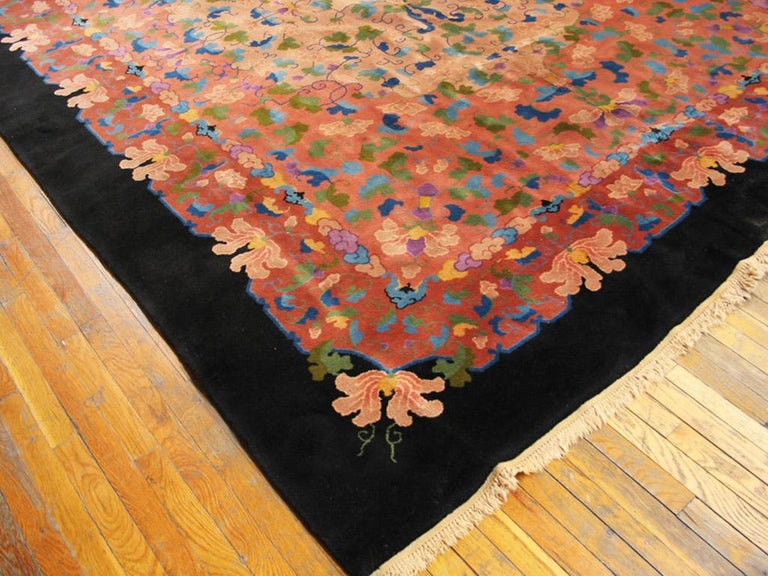 Hand-Knotted Antique Chinese Art Deco Rug For Sale