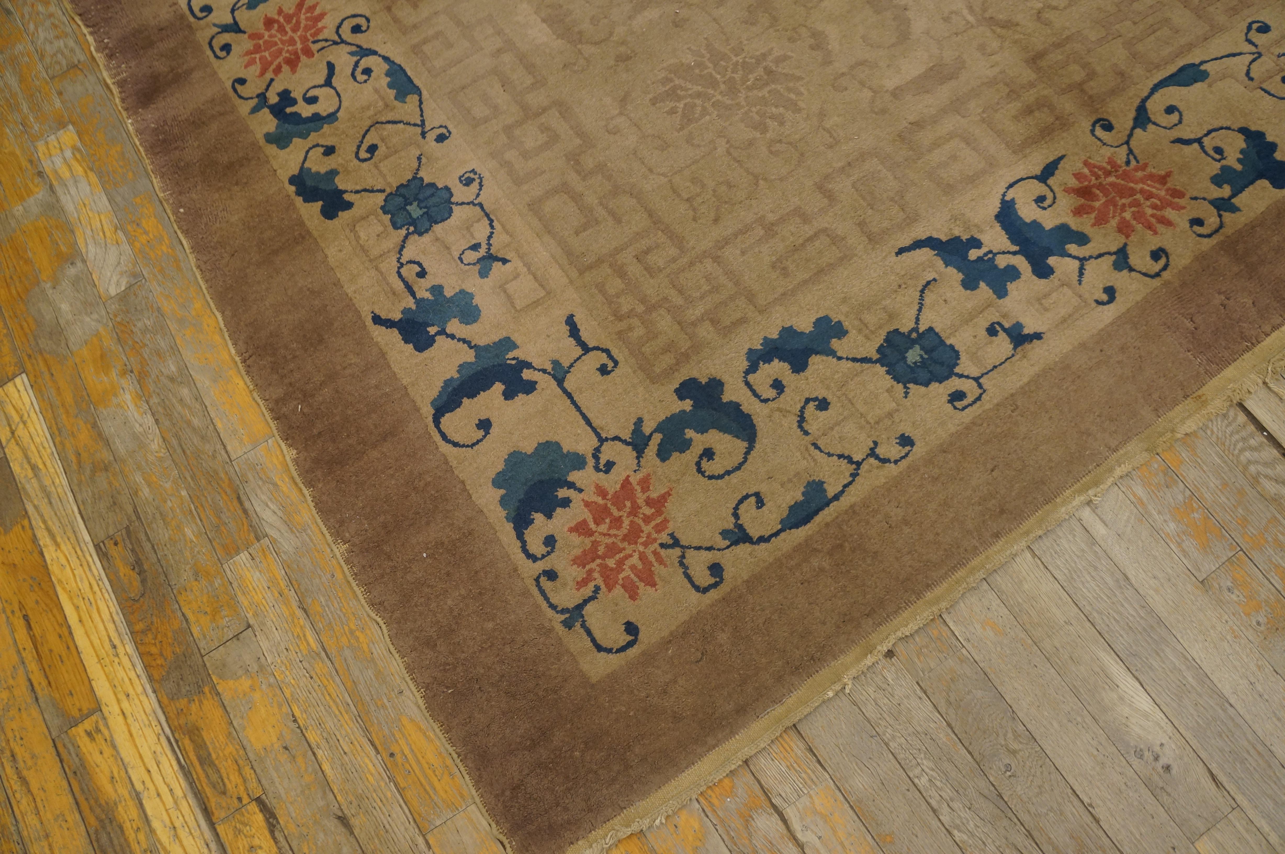 Hand-Knotted Antique  Chinese - Art Deco Rug 9' 0'' x 11' 8'' For Sale