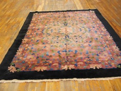 1930s Rose Vintage Chinese Art Deco Hand Knotted Rug 9' x 11'8"