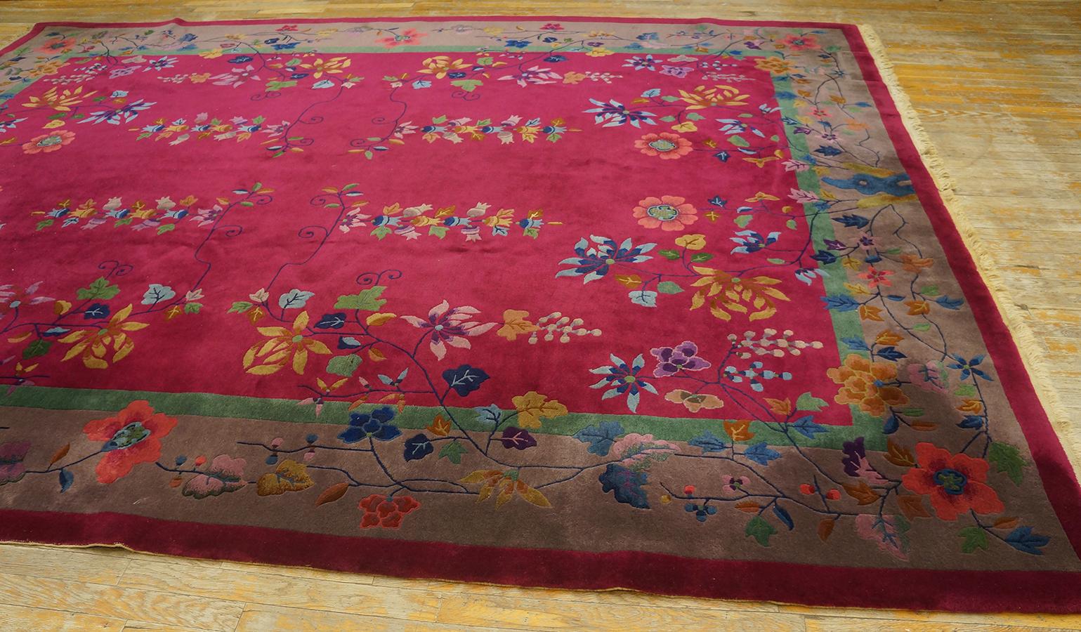 Early 20th Century 1920s Chinese Art  Deco Carpet ( 9' x 11'9