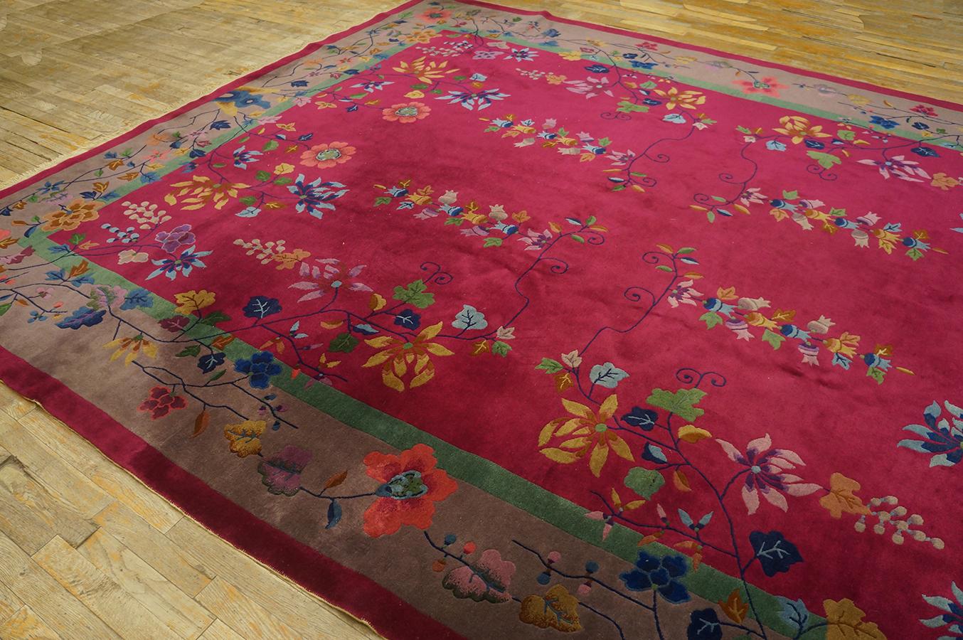 Wool 1920s Chinese Art  Deco Carpet ( 9' x 11'9